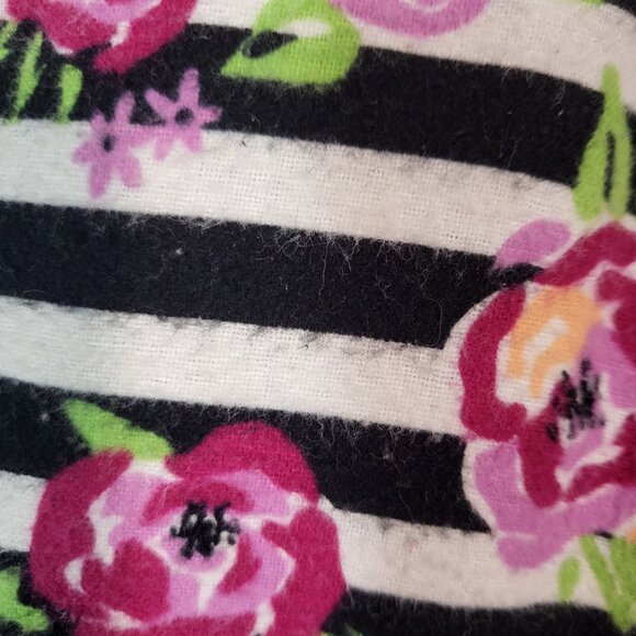 Pajama Mania Woman's Pull On Lounge Pant/PJ's Size XL Black/White Stripe Floral - Picture 3 of 8